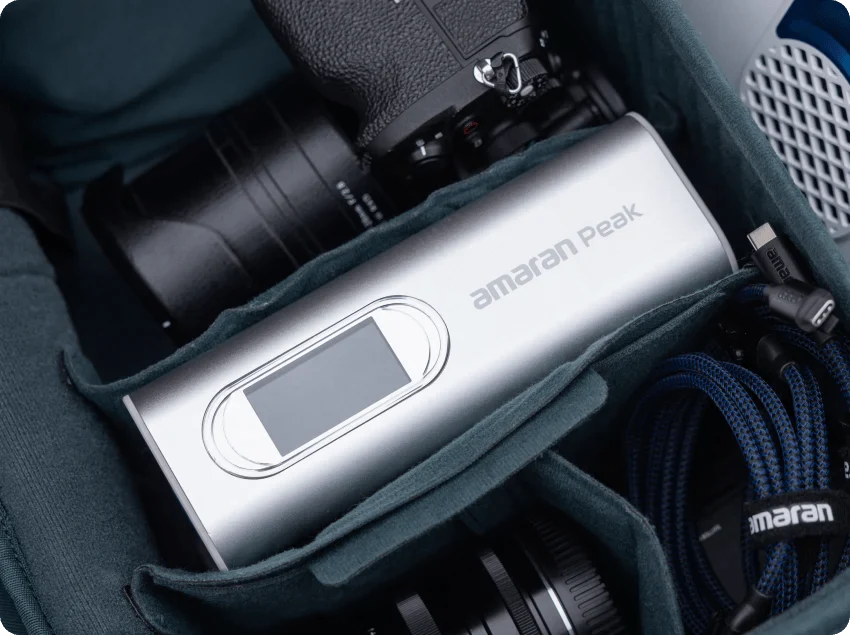 Amaran Peak - 86.4Wh Portable Battery System shown in it's case.