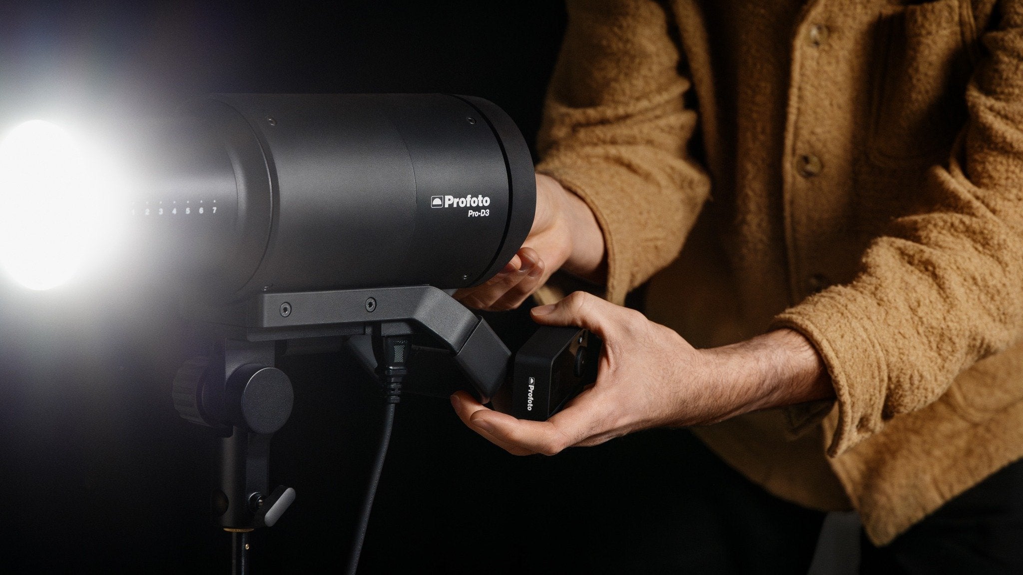 Profoto Pro-D3 in the studio with with the modeling lamp on.