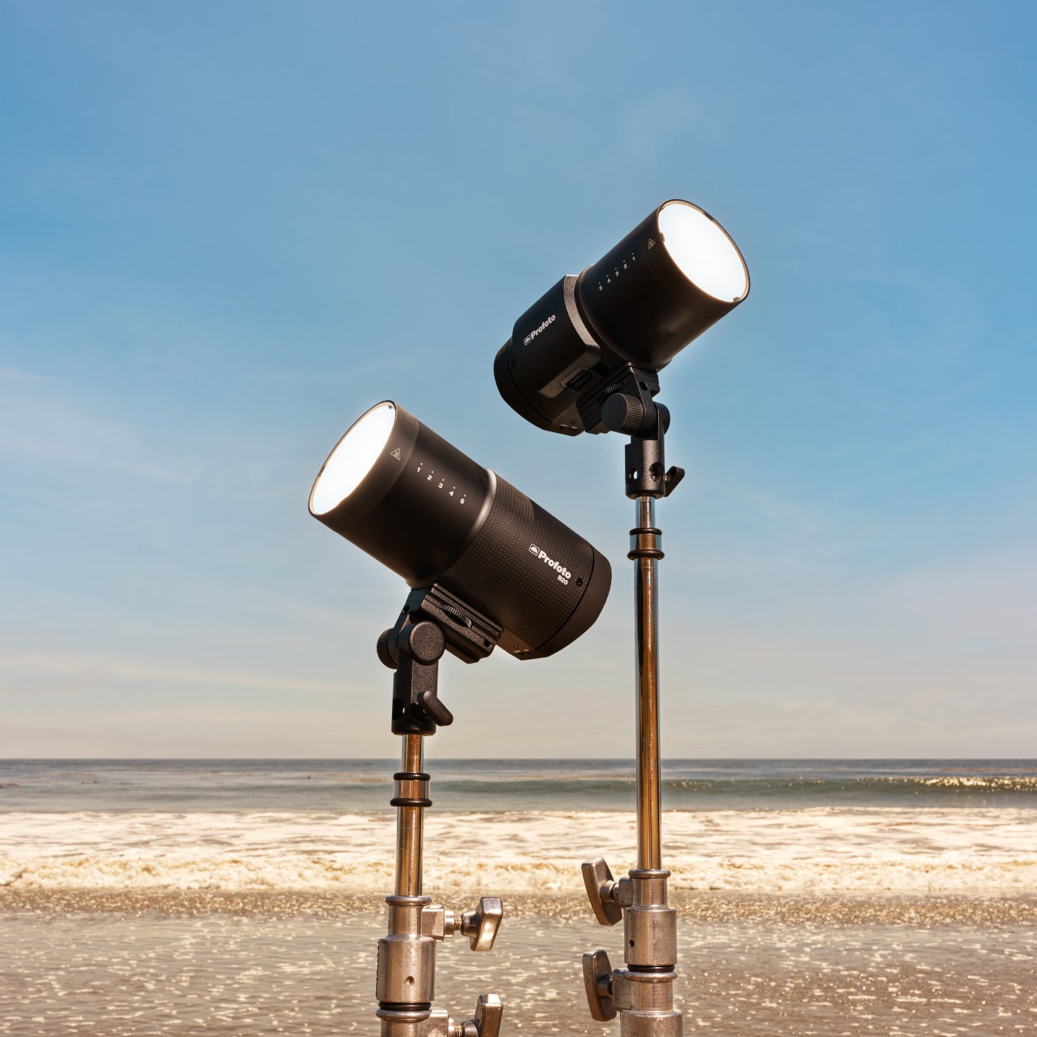 Profoto B20 and B30 Battery Powerd Light in a beach scene background.