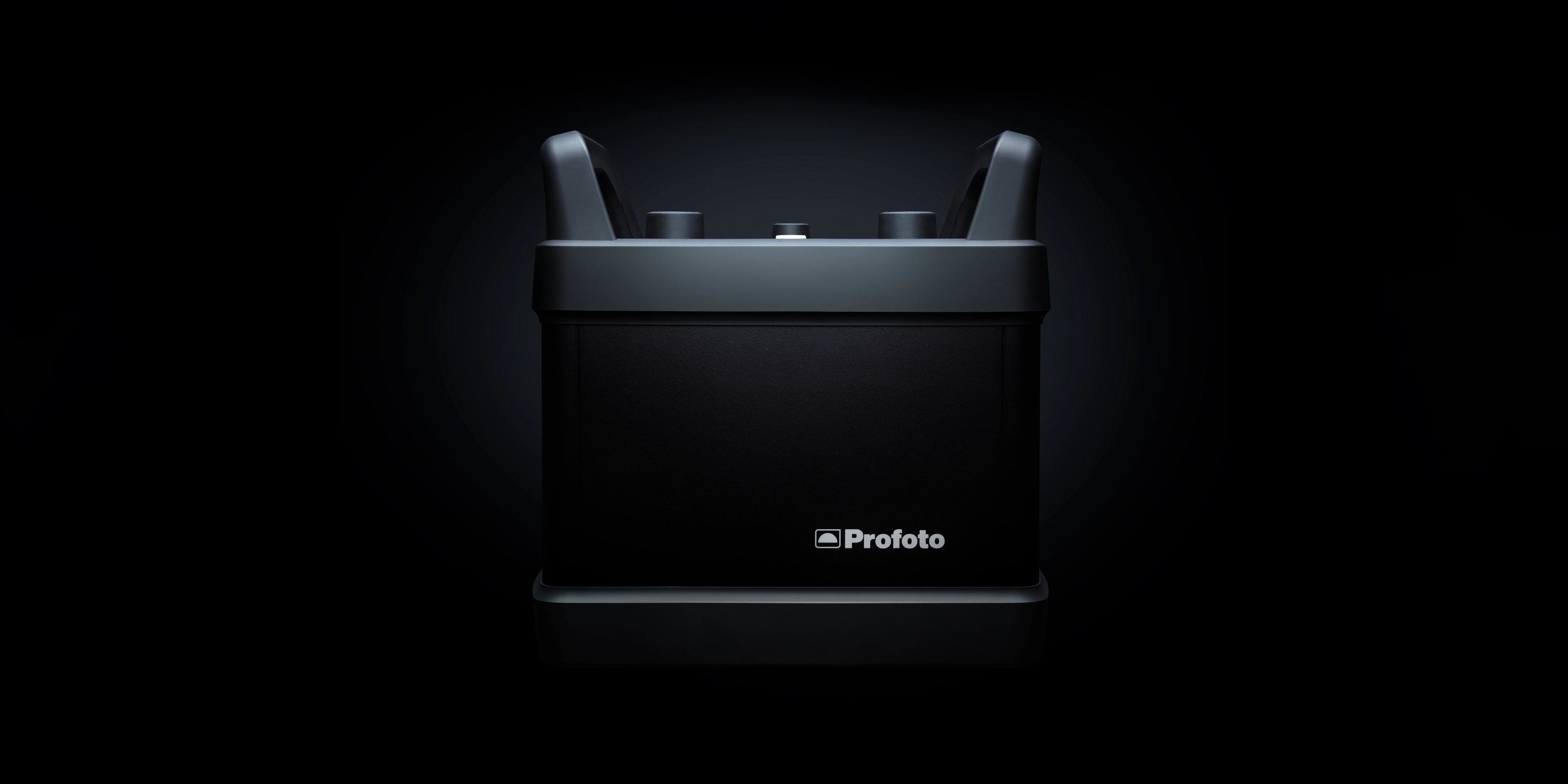 Profoto Pro-11 Pack captured front on and placed on a gradutated black background.