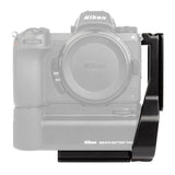 ProMediaGear L-Bracket plate for Nikon Z6 and Z7 Original and Mark II with MB-N10 Battery Pack Grip - QD port PLNMBN10