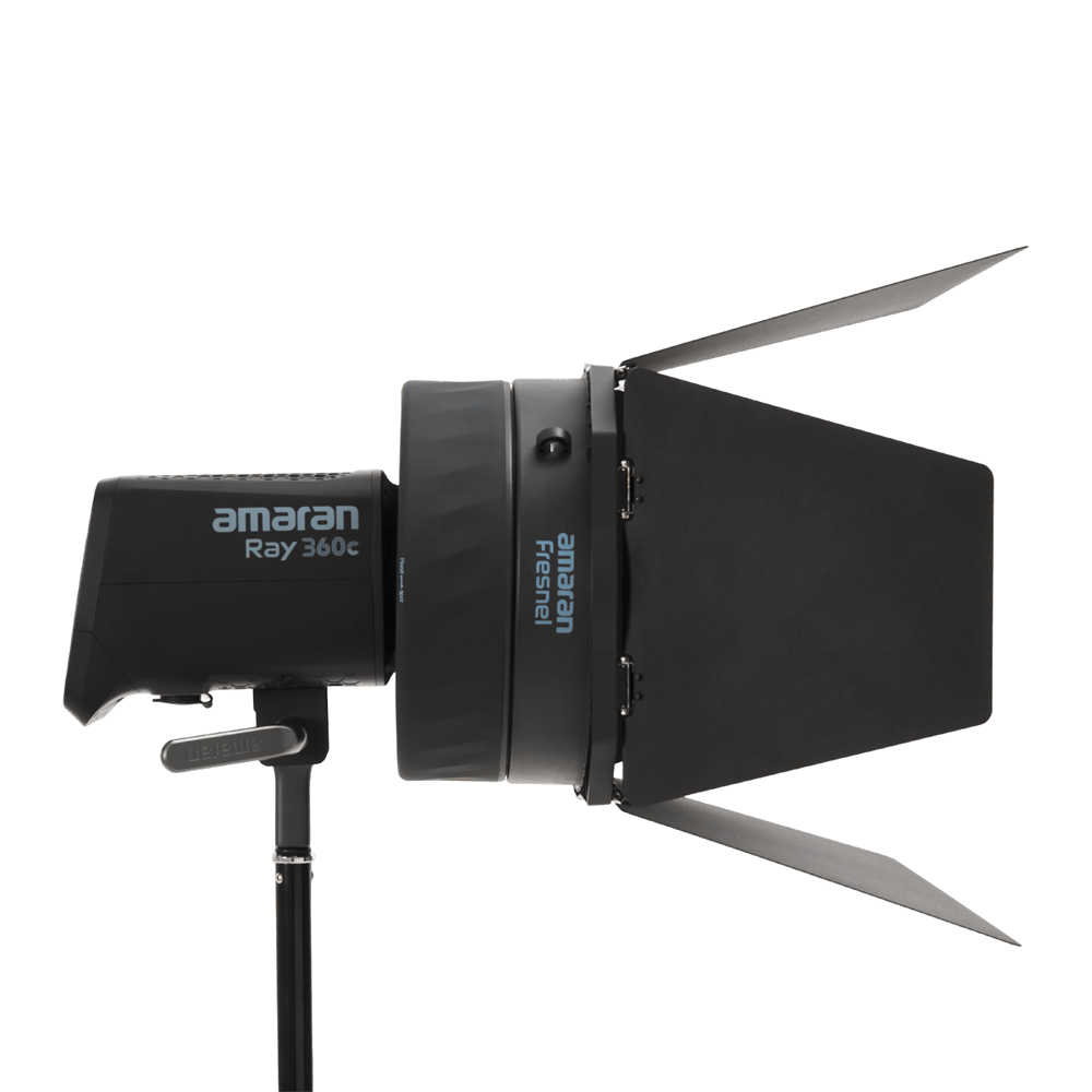 amaran Fresnel and Barndoors for Ray Series attached to a 360c.