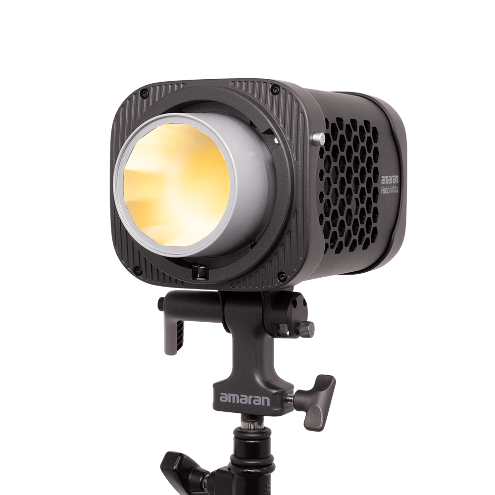 amaran Halo 600x connected to a stand.