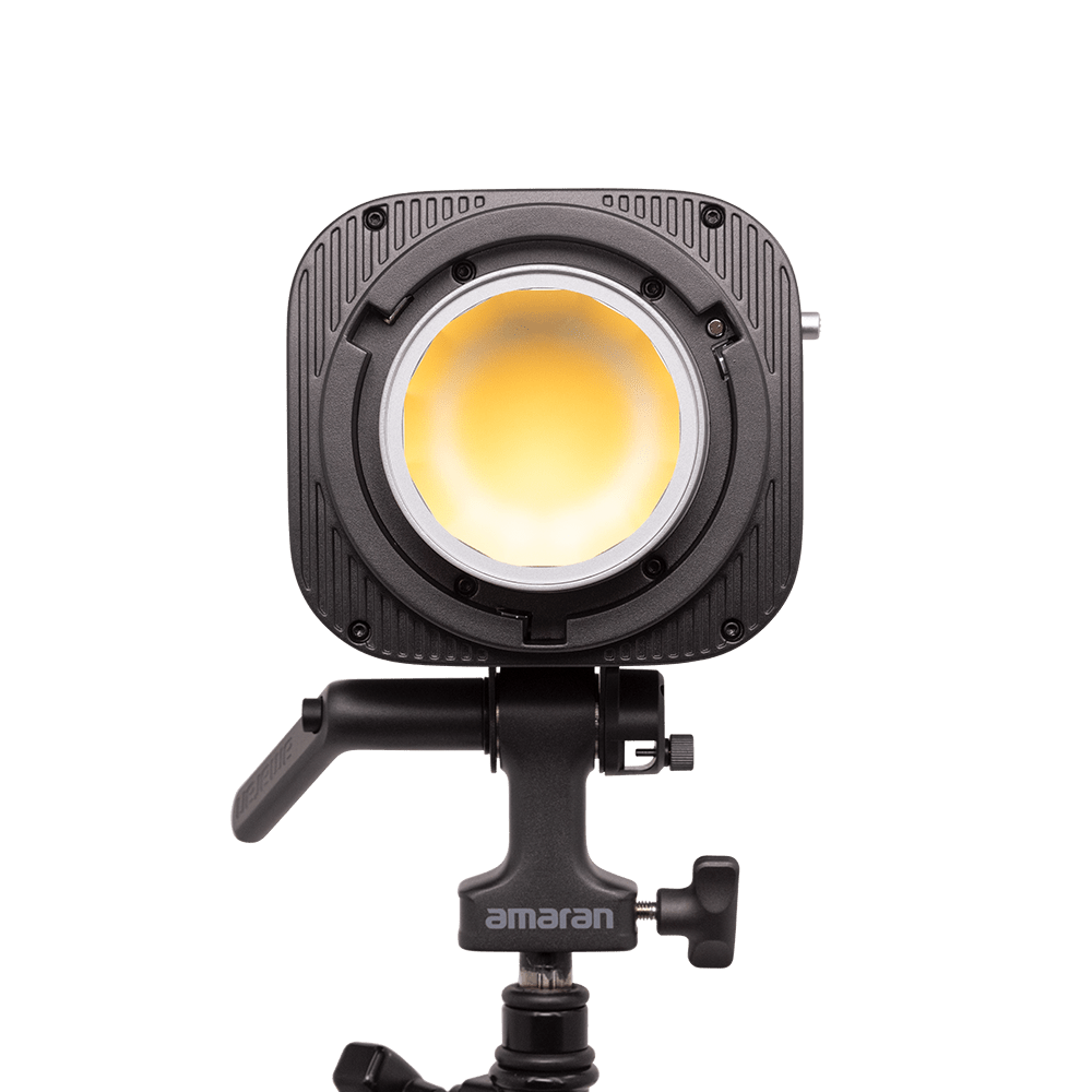 Front view of the amaran Halo 600x on a light stand.