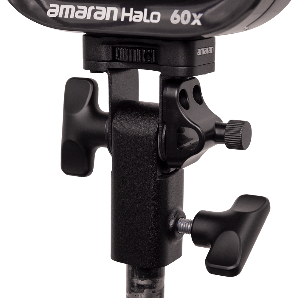 Close-up on the mounting stand for the amaran Halo 60x.