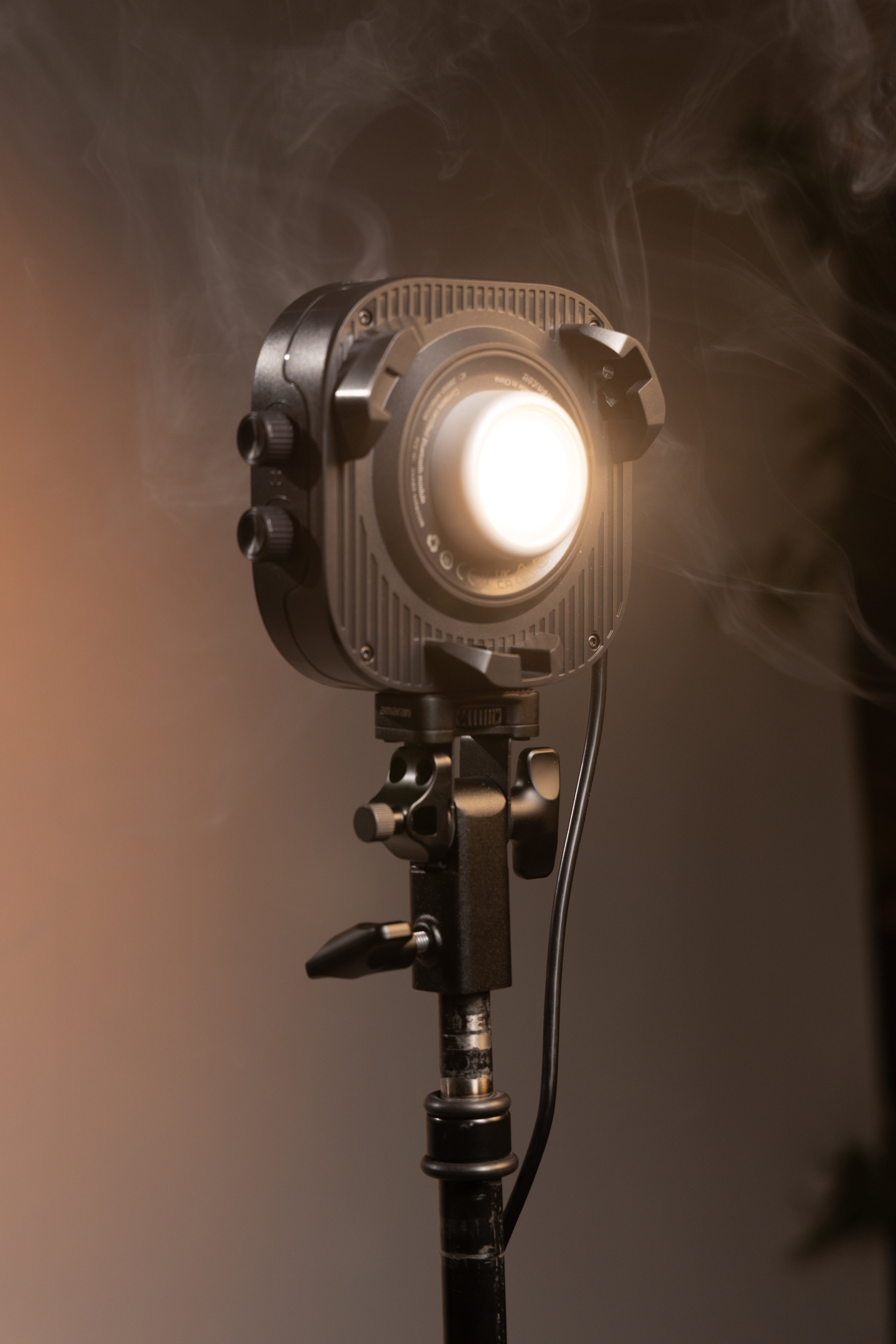 amaran Halo 60x being utilised on set with smoke added for effect.