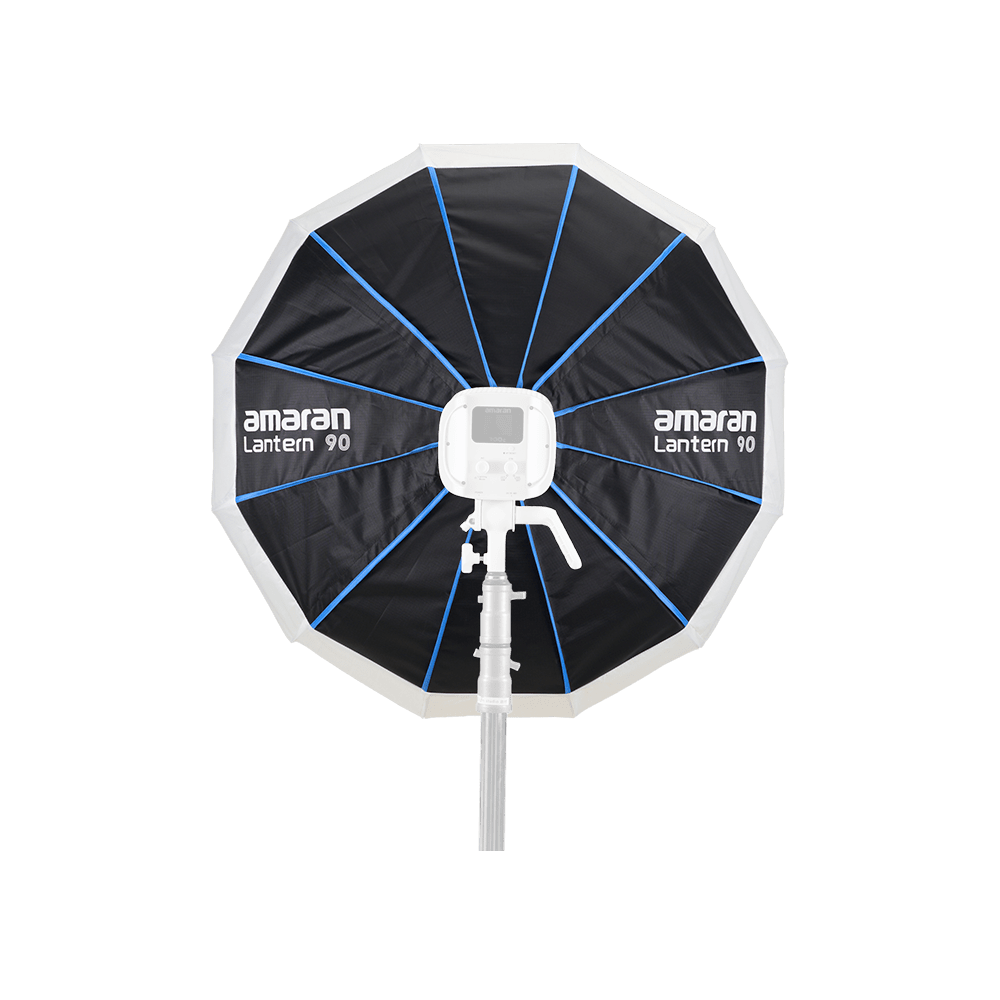Rear view of the amaran Lantern 90 with the light ghosted out for illustration purposes.
