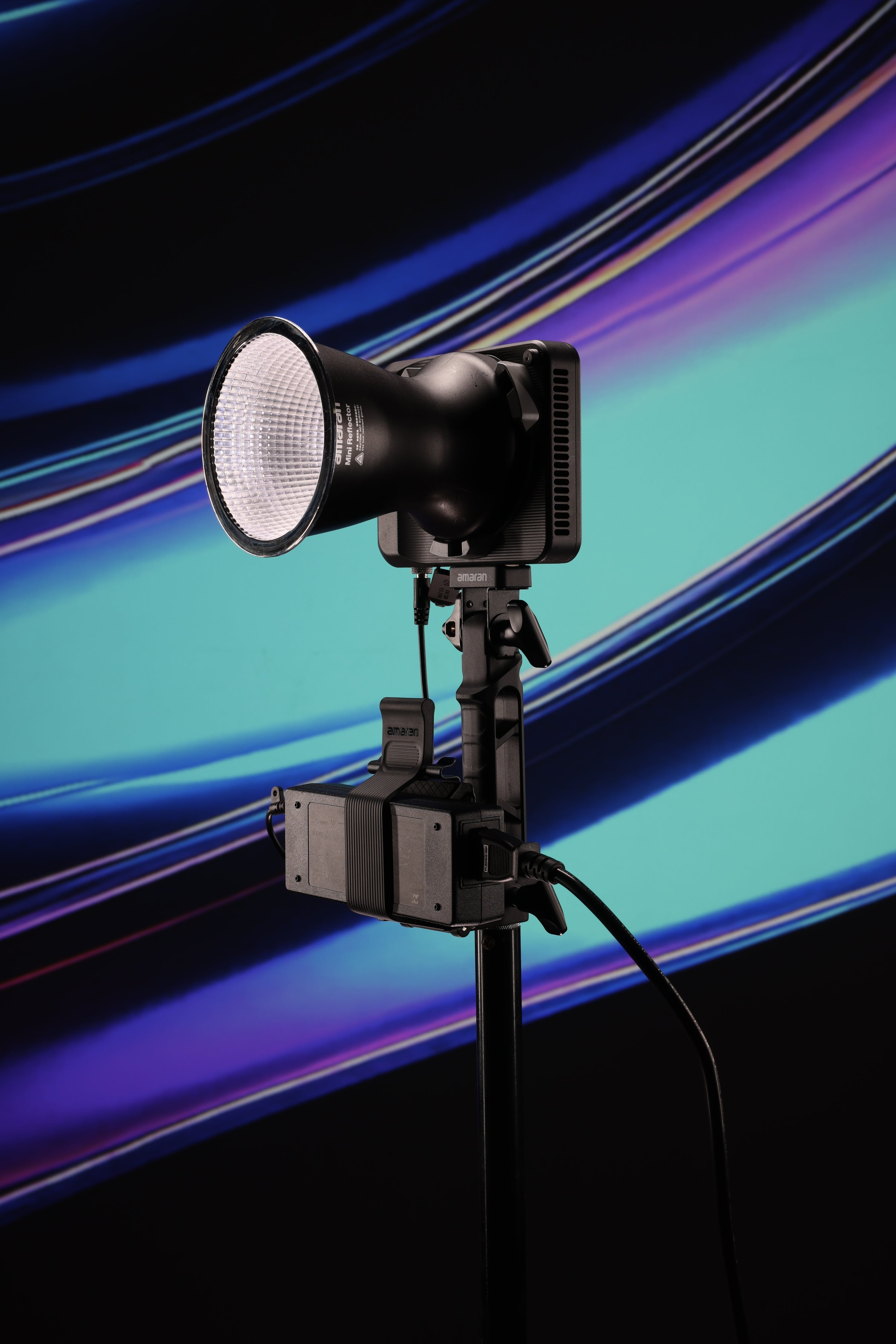 amaran Mini Reflector with a Ray light attached.