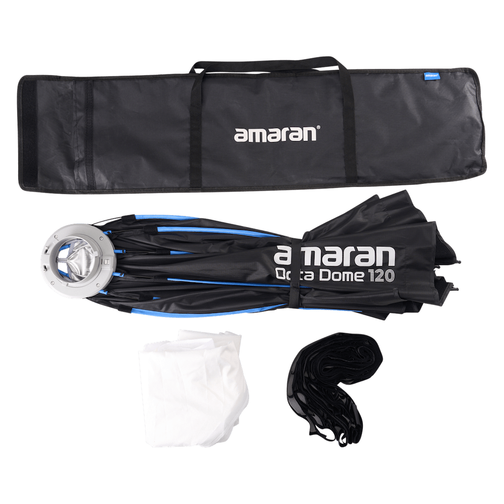 amaran Octa Dome 120 shown with all accompanying accessories.