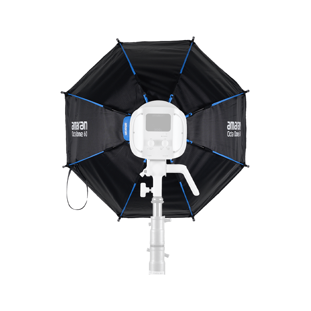 Rear view of the amaran Octa Dome 60 with a light ghosted out for illustration purposes.