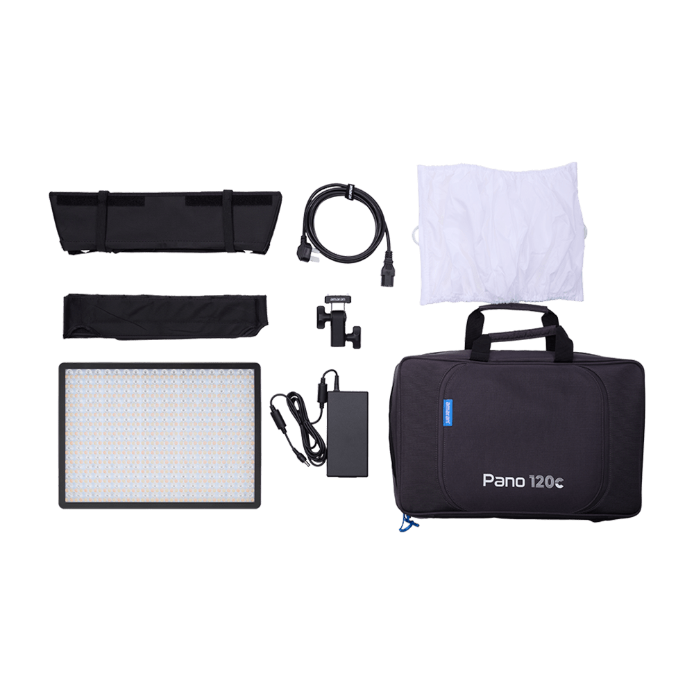 All components for the amaran Pano 120c Kit.