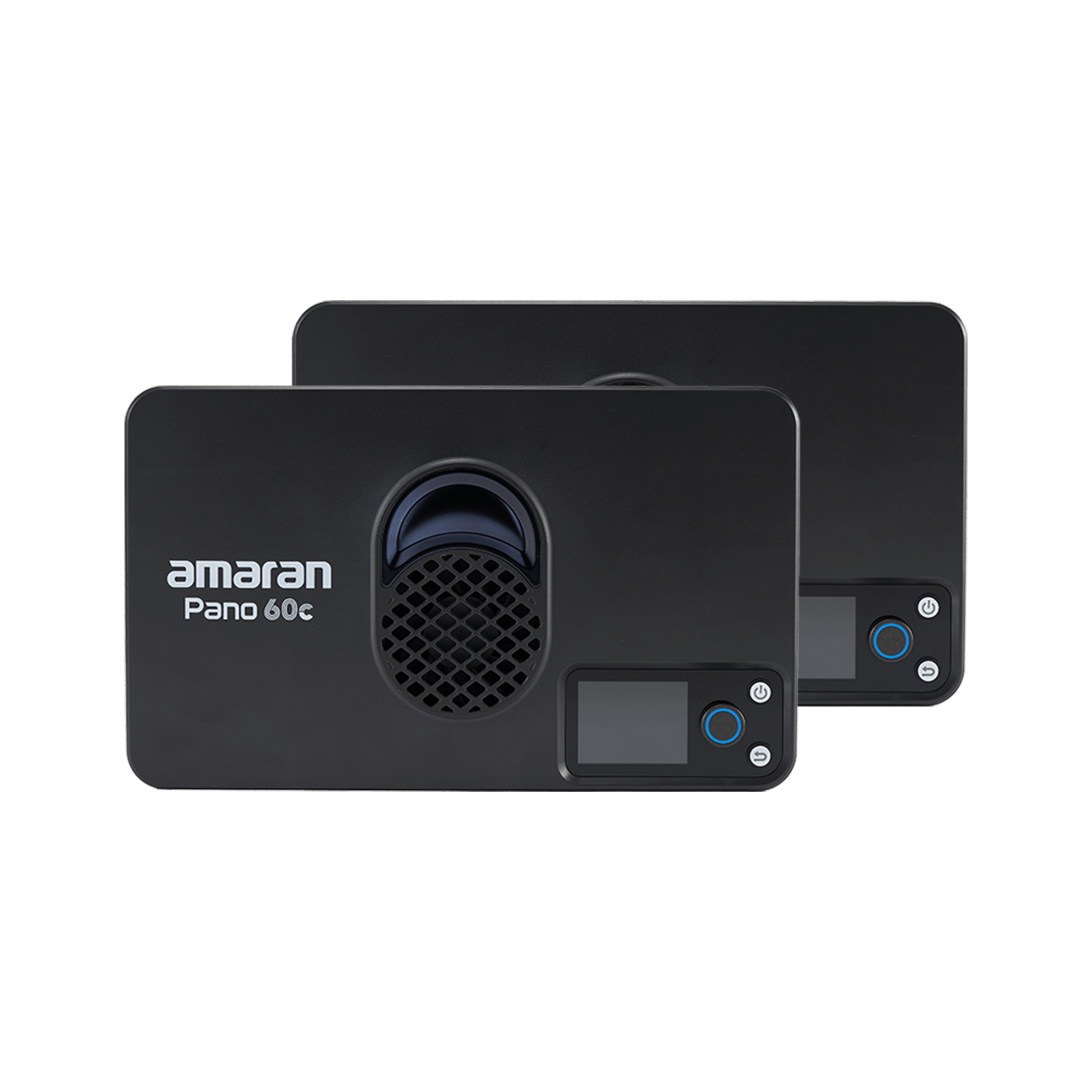 Rear view of Two amaran Pano 60c Light Panels.