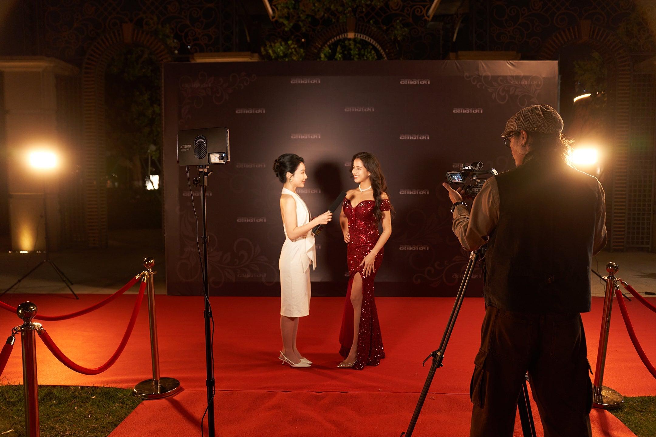 An interview being conducted utilising the amaran Pano 60c.