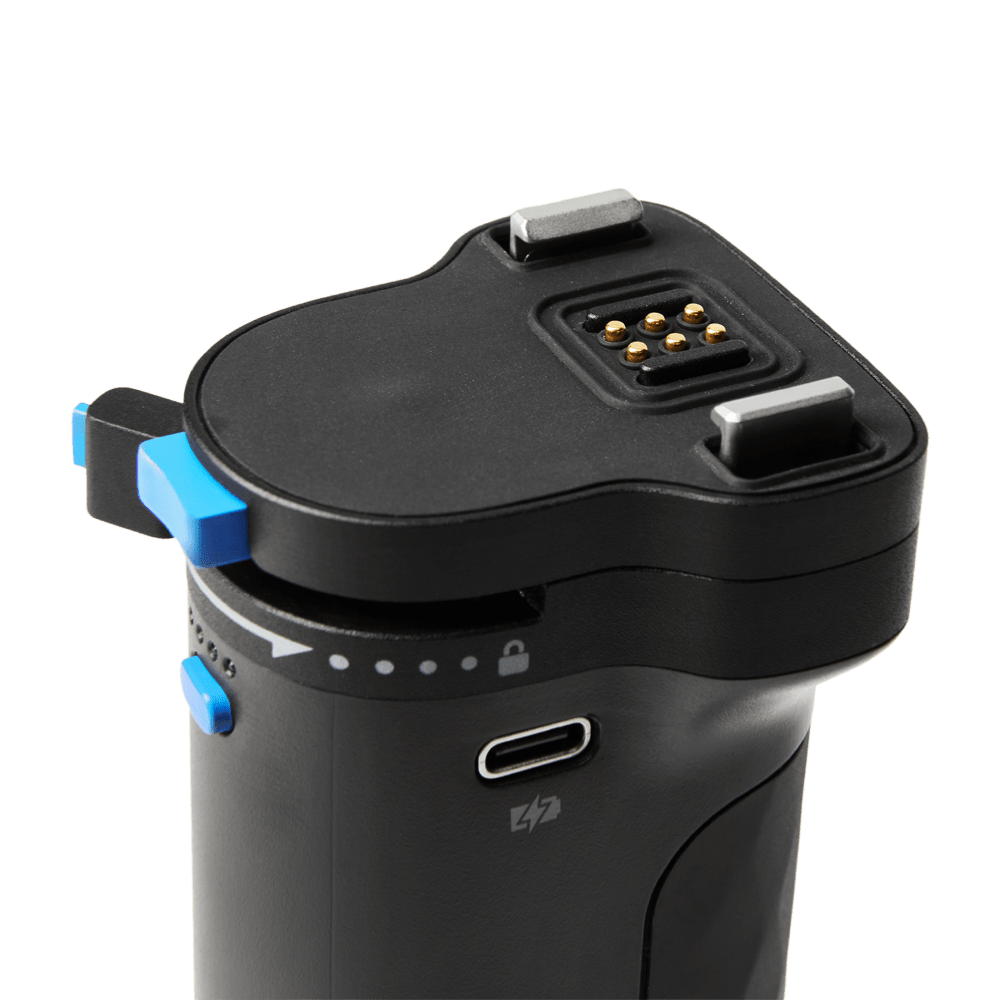 Top view of the amaran Peak 75 Portable Battery Grip.