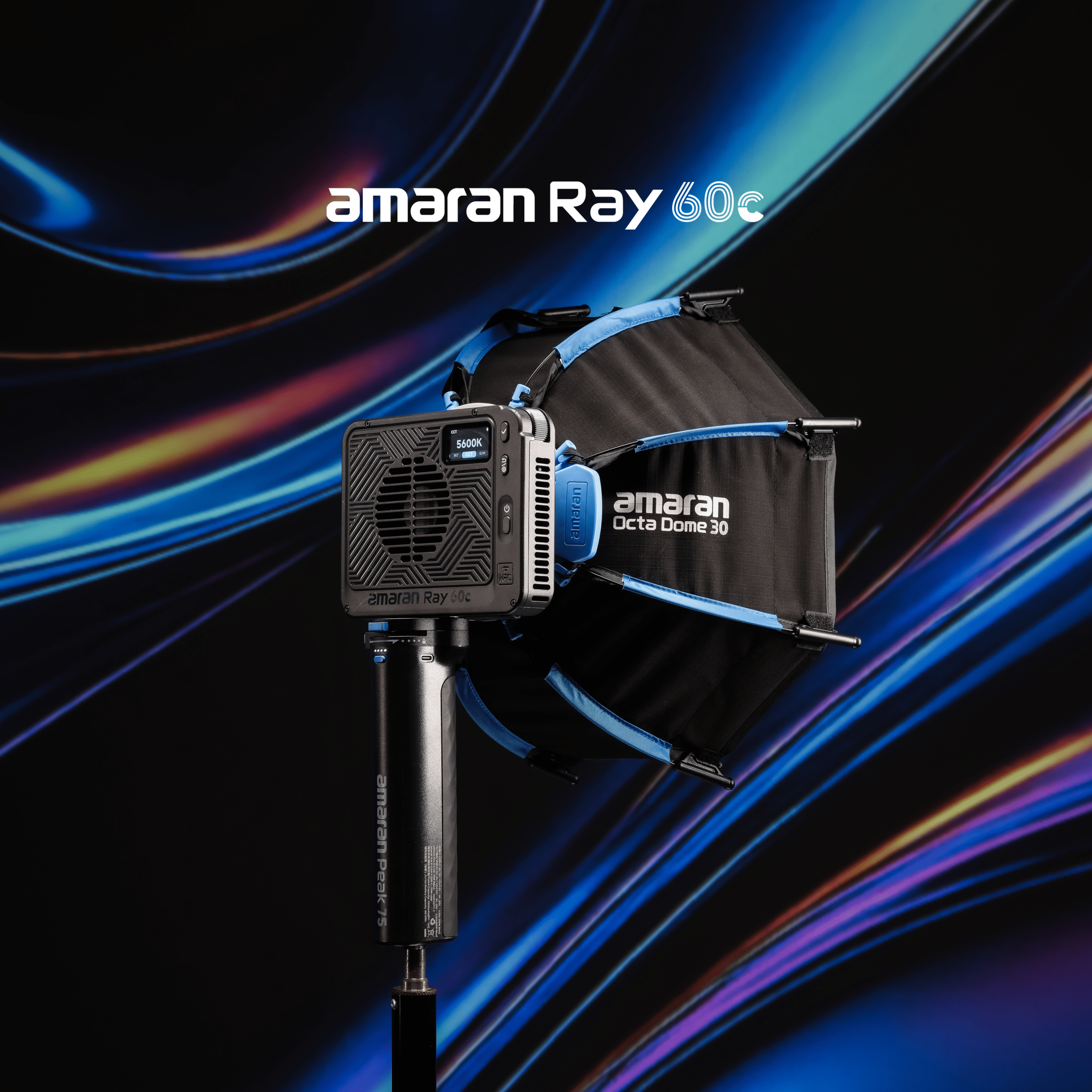amaran Ray 60c shown with various colours in the background.
