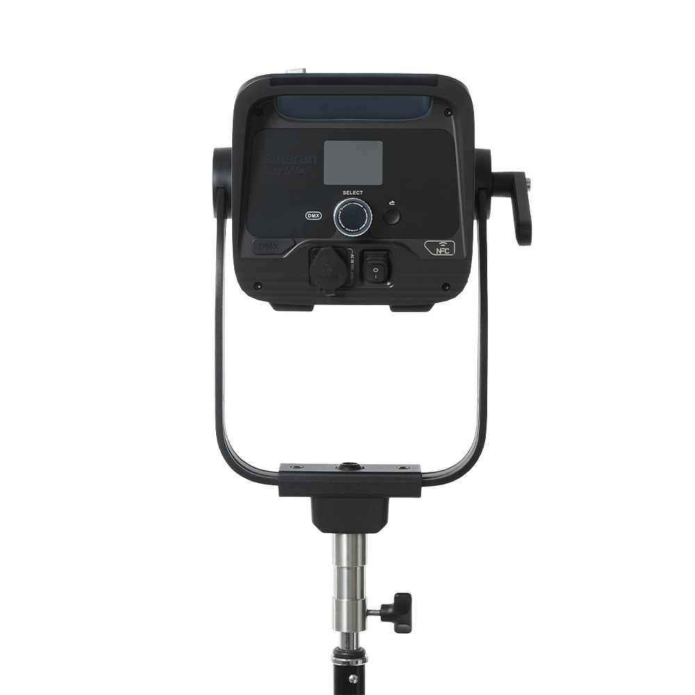 Rear view of the amaran Ray 660c LED Light with the controls shown.