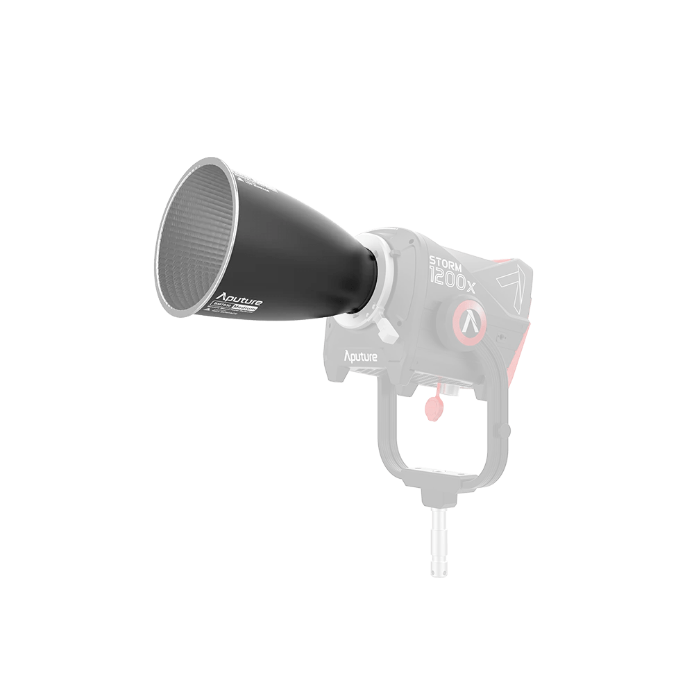 Aputure Medium Hyper Reflector on a STORM 1200x Head.