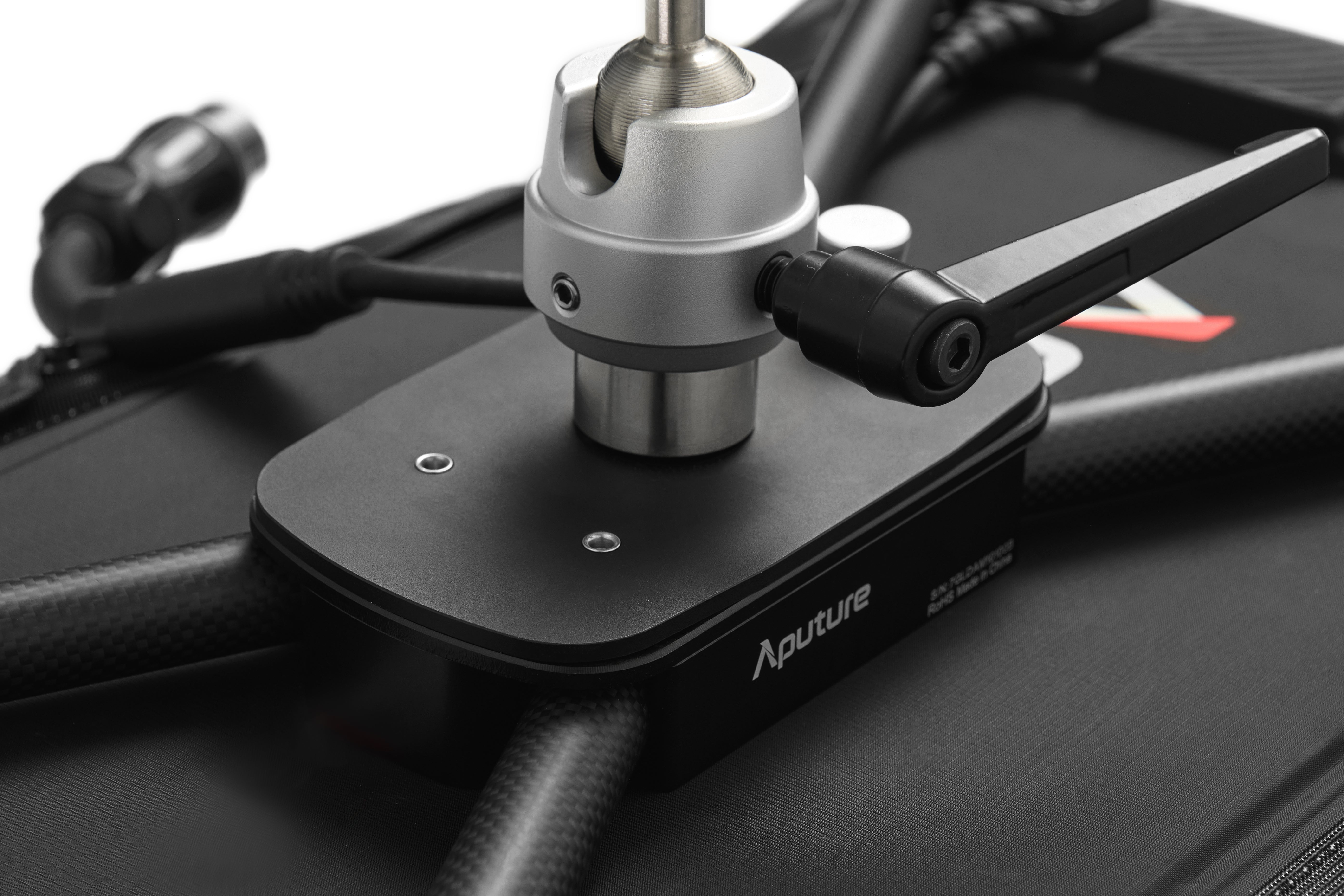 Infinimat Fixture showing the attached frame and stand mount used to mount the fixture on lighting stands and other mounts.