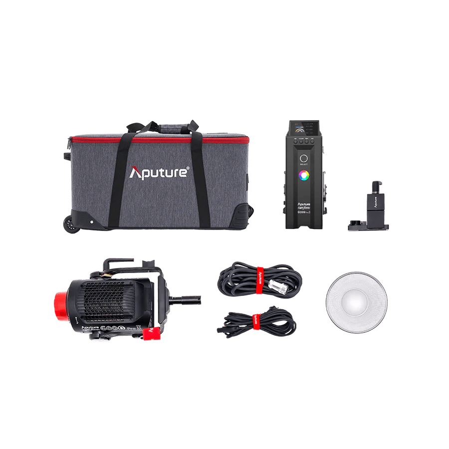 The new Aputure 600c Pro II complete kit plan view.