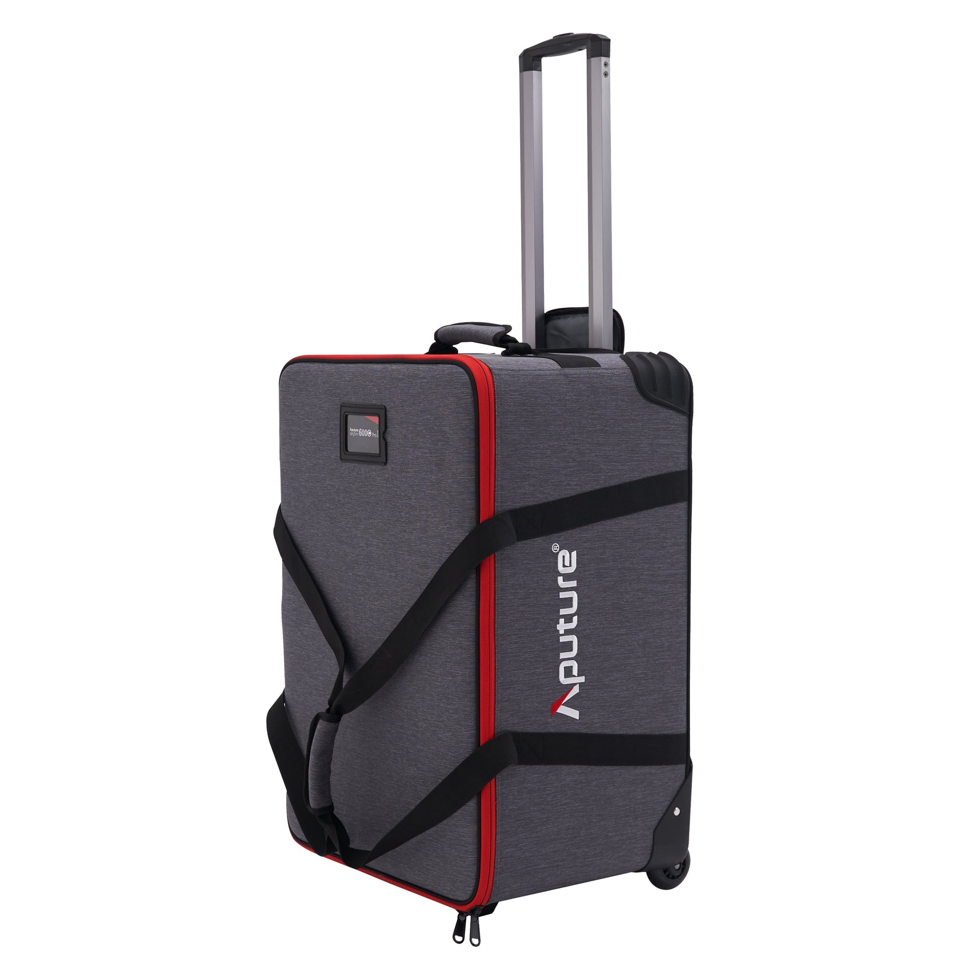 The Aputure Light Storm Case that will hold and carry any Aputure LS 600 fixture, be it the entry level LS 600d, through to the LS 600c Pro II. The perfect case for all Aptuture 600 fixtures. Shown stood upright with the handle extended.