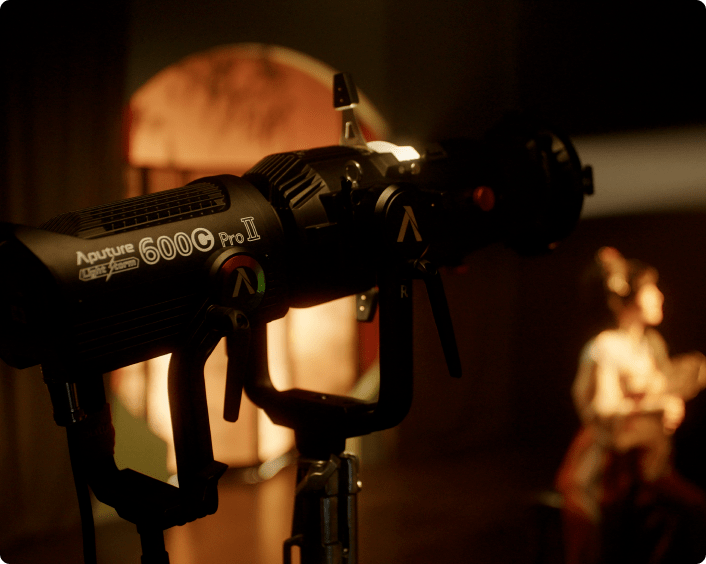 The new Aputure 600c Pro II with Spot attachment.