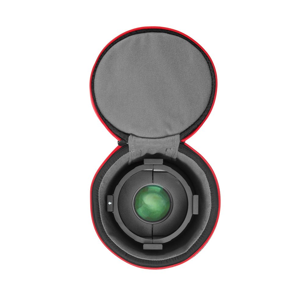 Birds eye view of the Aputure Spotlight Mount II 36° Lens in its case.