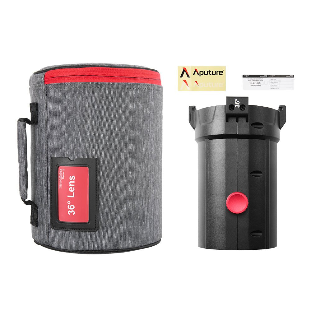 Full depiction of the Aputure Spotlight Mount II 36° Lens.