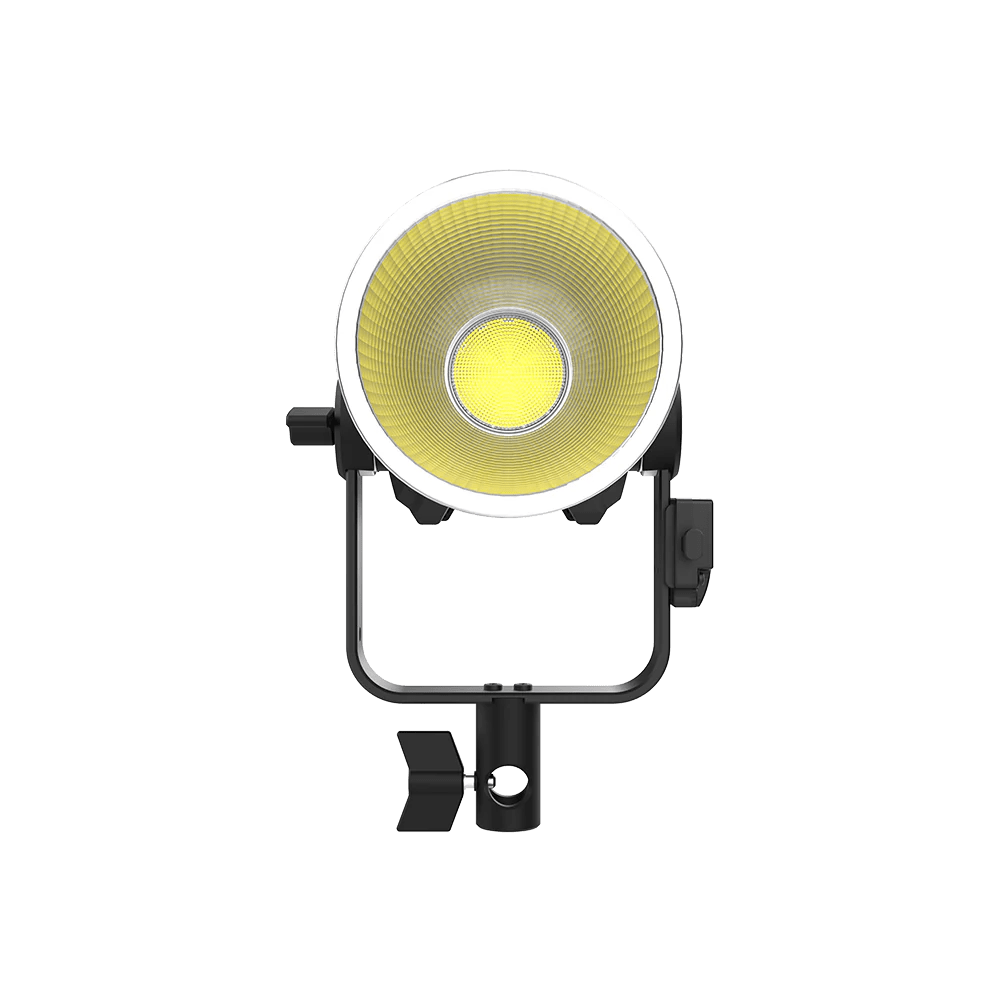 Aputure Storm 80c with hyper reflector, showing the CoB, front on image.