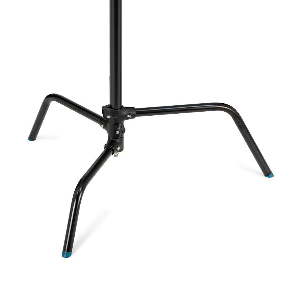 Close-up on the feet and bottom of the Avenger Studio light stand on a white background.
