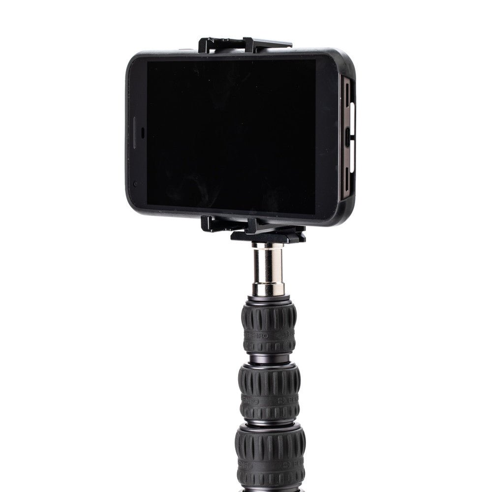 Lighting fixture attached to a Benro MeVIDEO Lightweight Portable Stand Carbon Fibre (Open box).