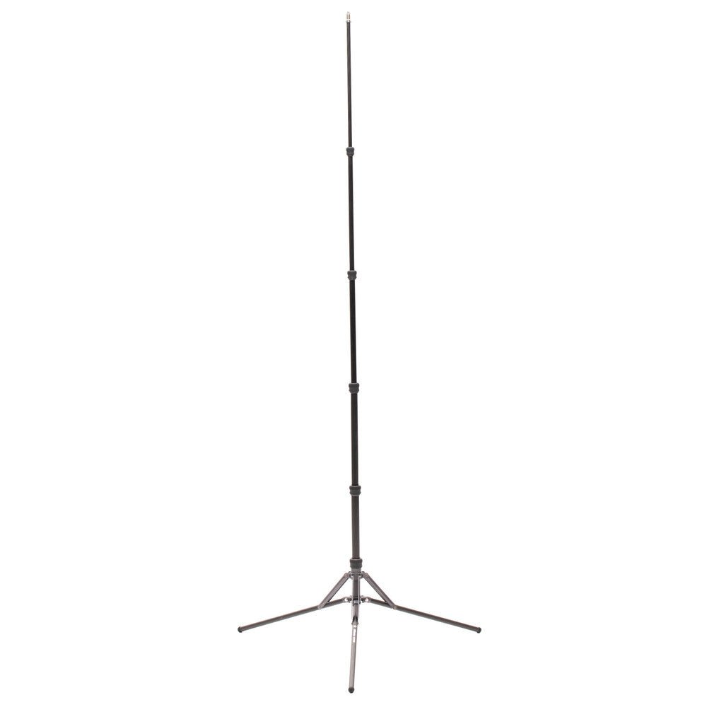 Compact ightweight carbon travel lighting stand shown at full extension.