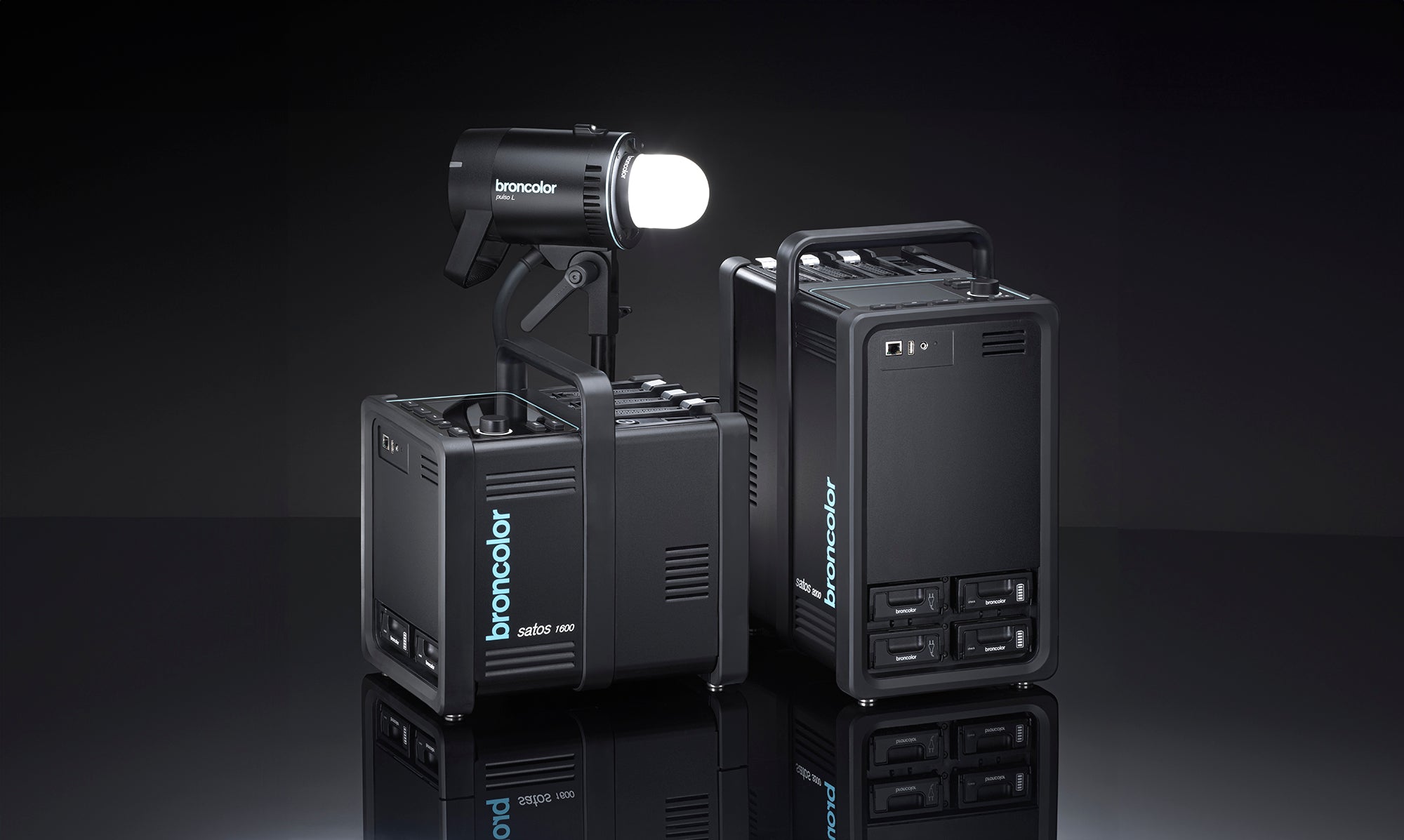 Broncolor Satos 3200J pictured with a 1600J and Picolite L.