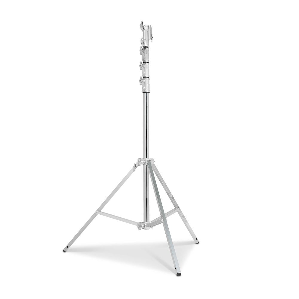 Avenger A1045CS Chrome Steel Combo light stand with levelling Leg on a white background.