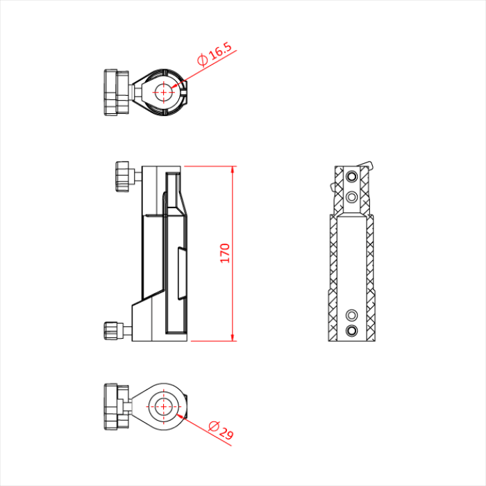 Dimensions image for the Doughty 16mm to 28mm Socket Adapter.
