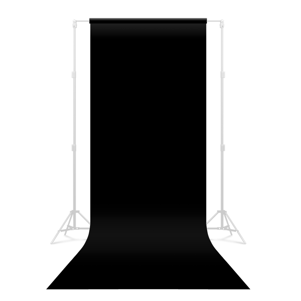 JOBY Black on Black Seamless Background Paper on a stand.