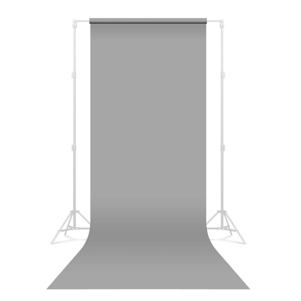 JOBY 1.35m Gray State of Mind Seamless Background Paper on a stand.