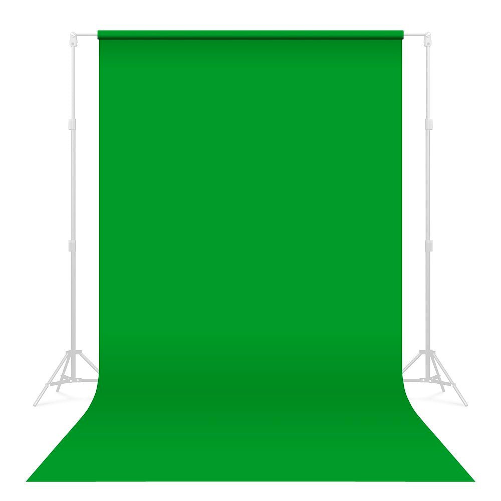 Green Seamless Background paper ideal for content creation, shown on optional background support kit that can be purchased separately.