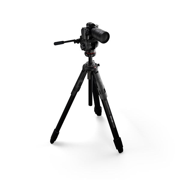 Manfrotto ONE Aluminium with 500X Fluid head shown with a camera.