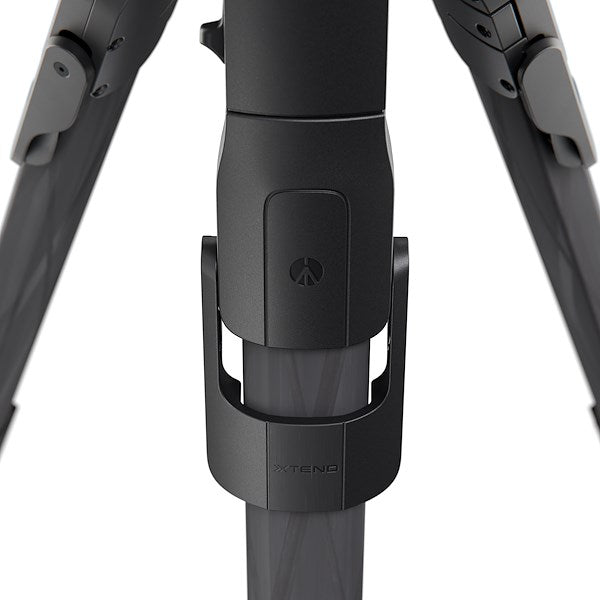 Detail image of the "Xtend" aspect of the Manfrotto ONE Carbon Fibre tripod.
