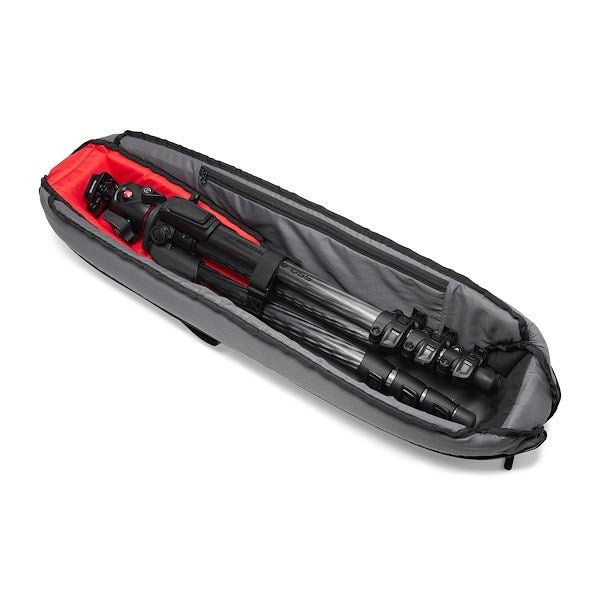Interior view of the Manfrotto Pro Light Tripod Bag 69 with the collapsed tripod inside.