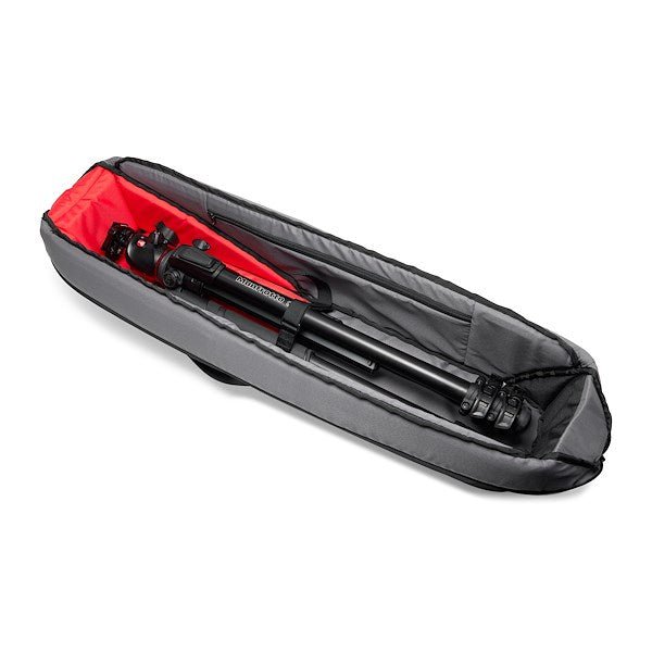 Interior view of Manfrotto Pro Light Tripod Bag 80 with tripod inside as well.