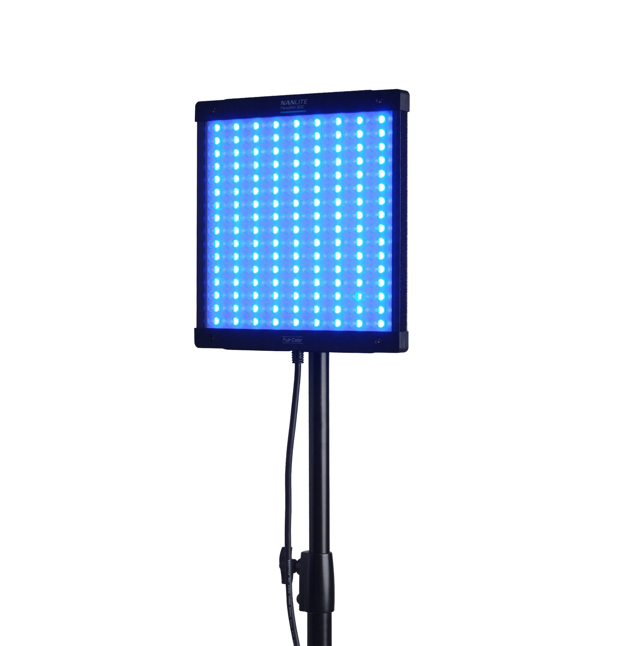 NANLITE PavoSlim 60C LED RGBWW Panel Light projecting blue light.