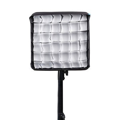 Front view of PavoSlim 60B KIT with Quick Release Softbox & Clamp.
