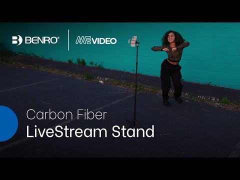 Video of the Benro Livestream compact ightweight carbon travel lighting stand shown at full extension.