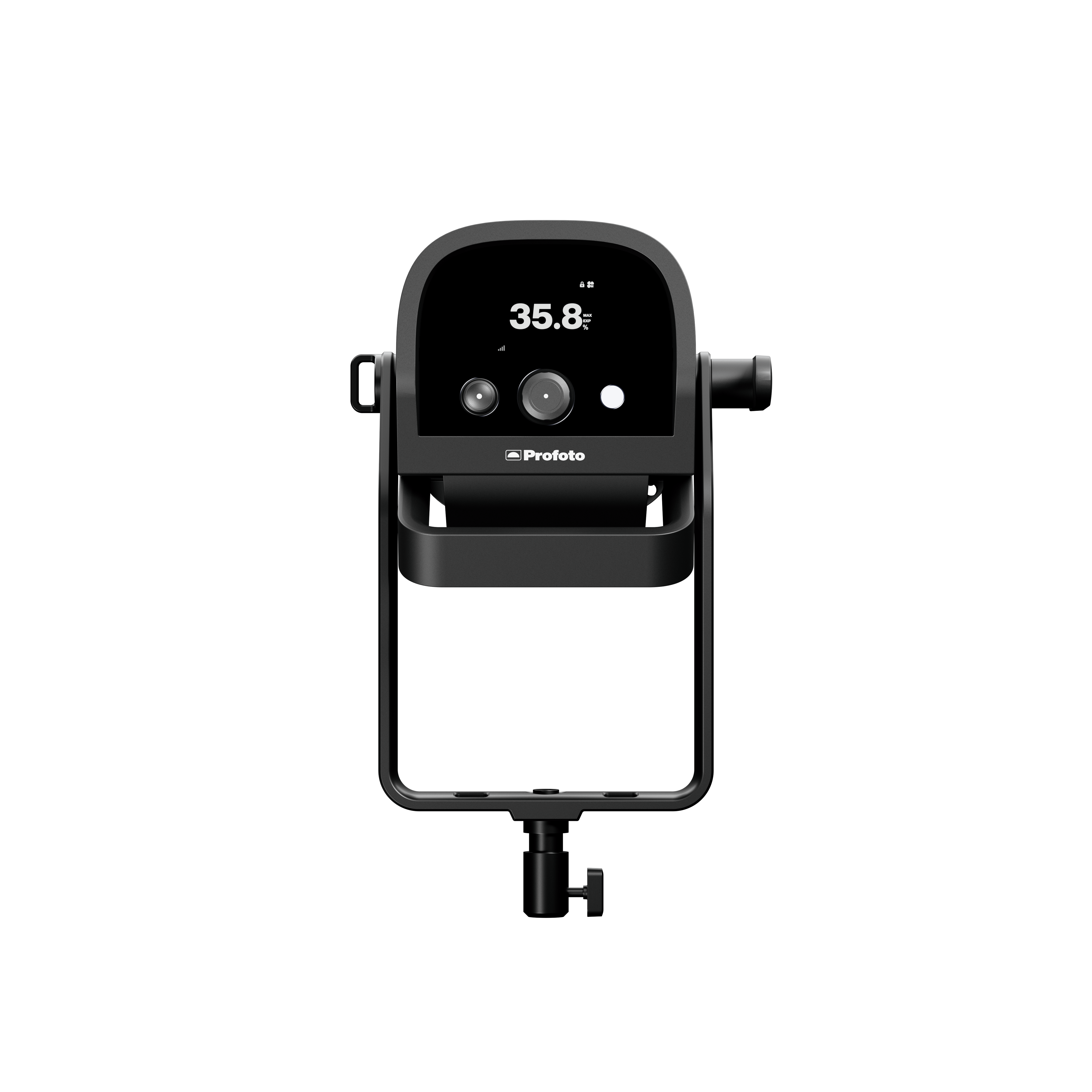 Profoto L600D rear view with screen and button controls visible.