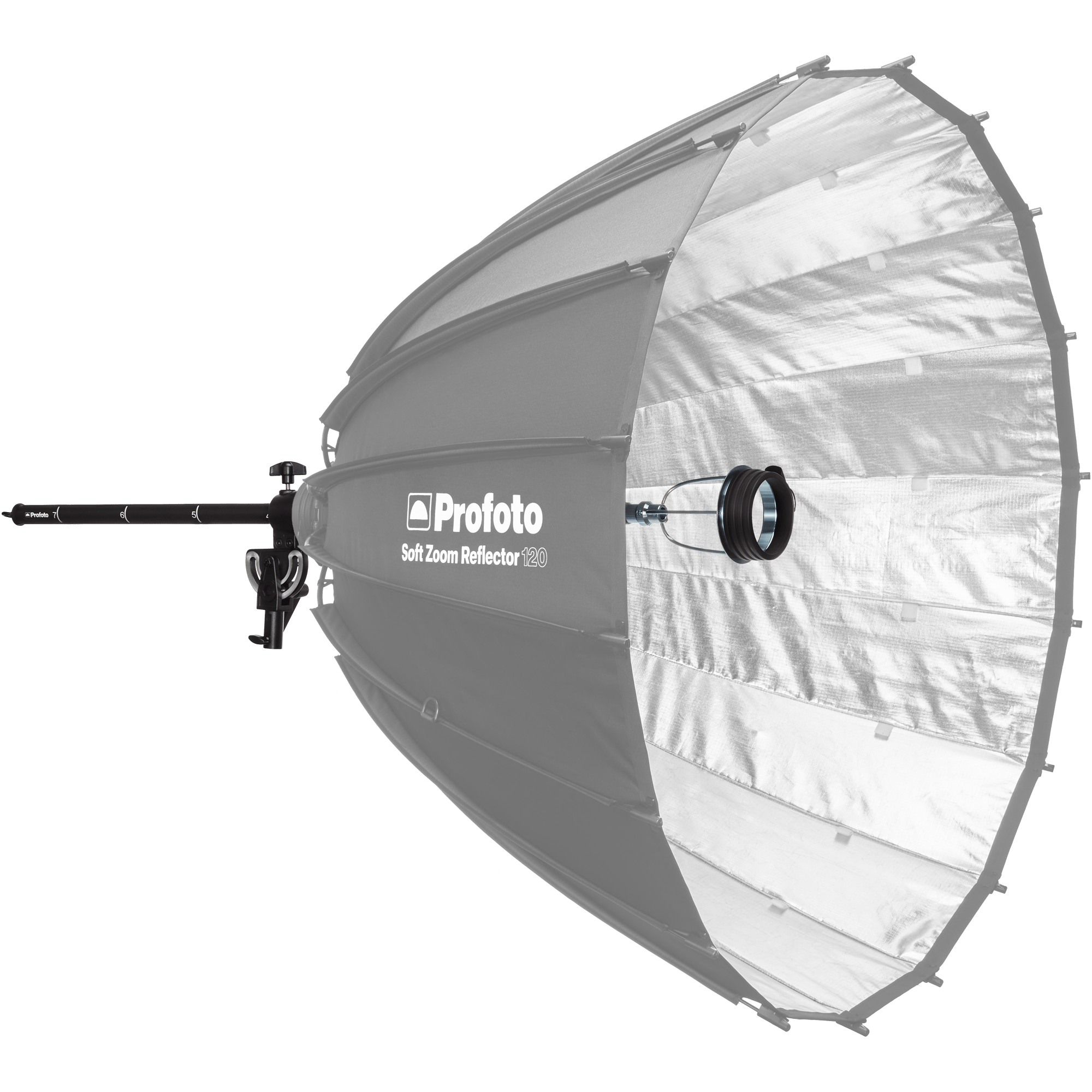 Profoto Soft Zoom Reflector surround ghosted out for illustration purposes.