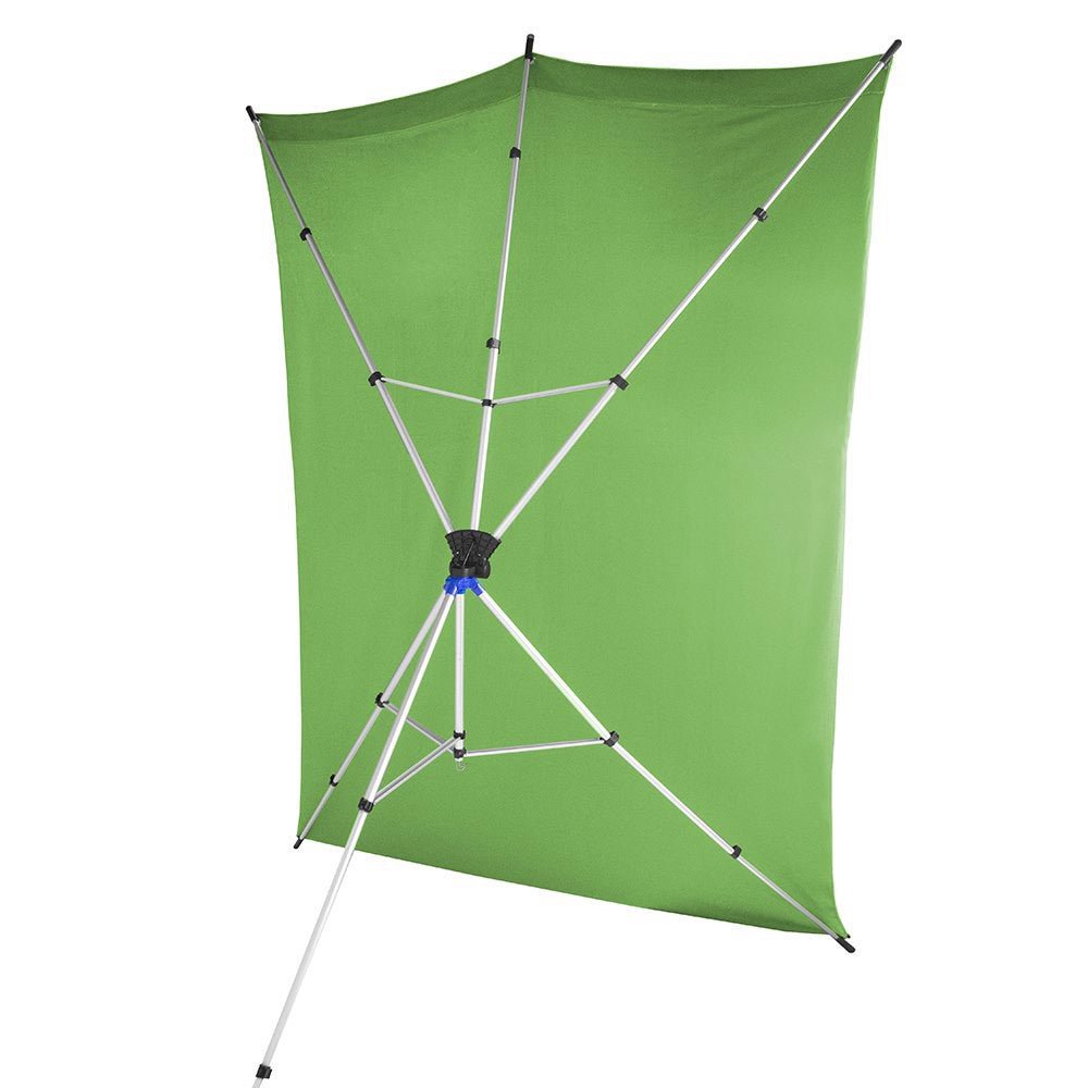 Rear view of the Savage green cloth portable background, showing the aluminium frame.