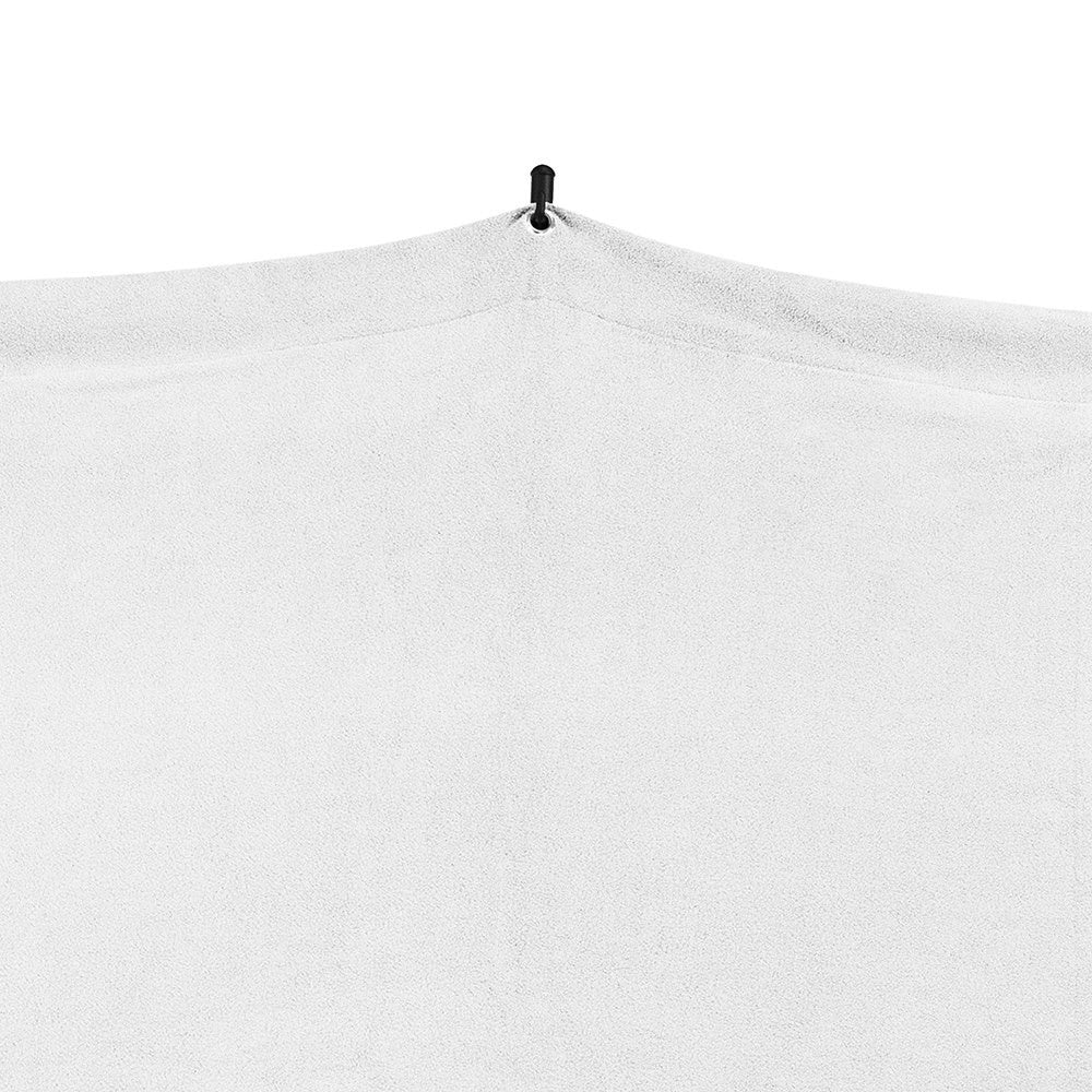 Detail of the white fabric seamless background stretched over the background frame.