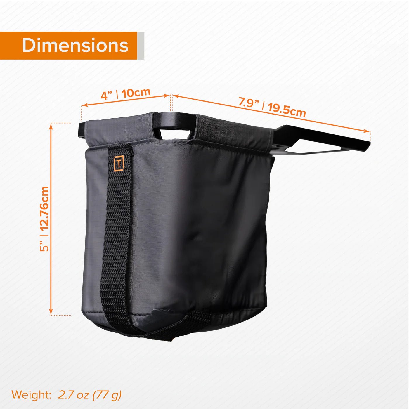 Dimension image of Tether Tools AeroTrac Retractable Cup Holder.