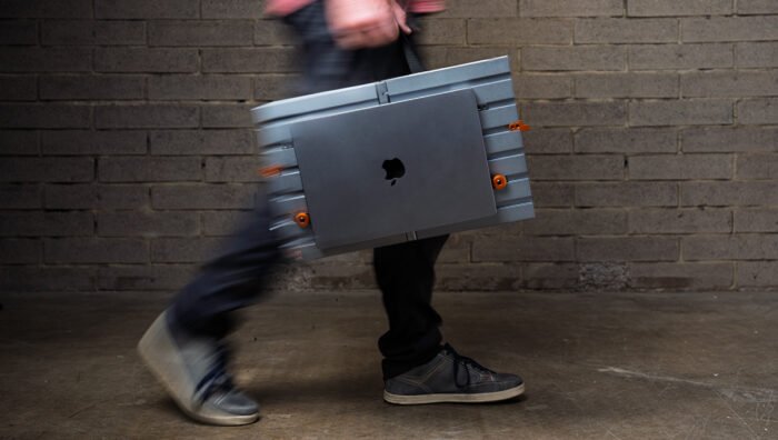 Tether Tools AeroTrac Workstation System being handled and transported.